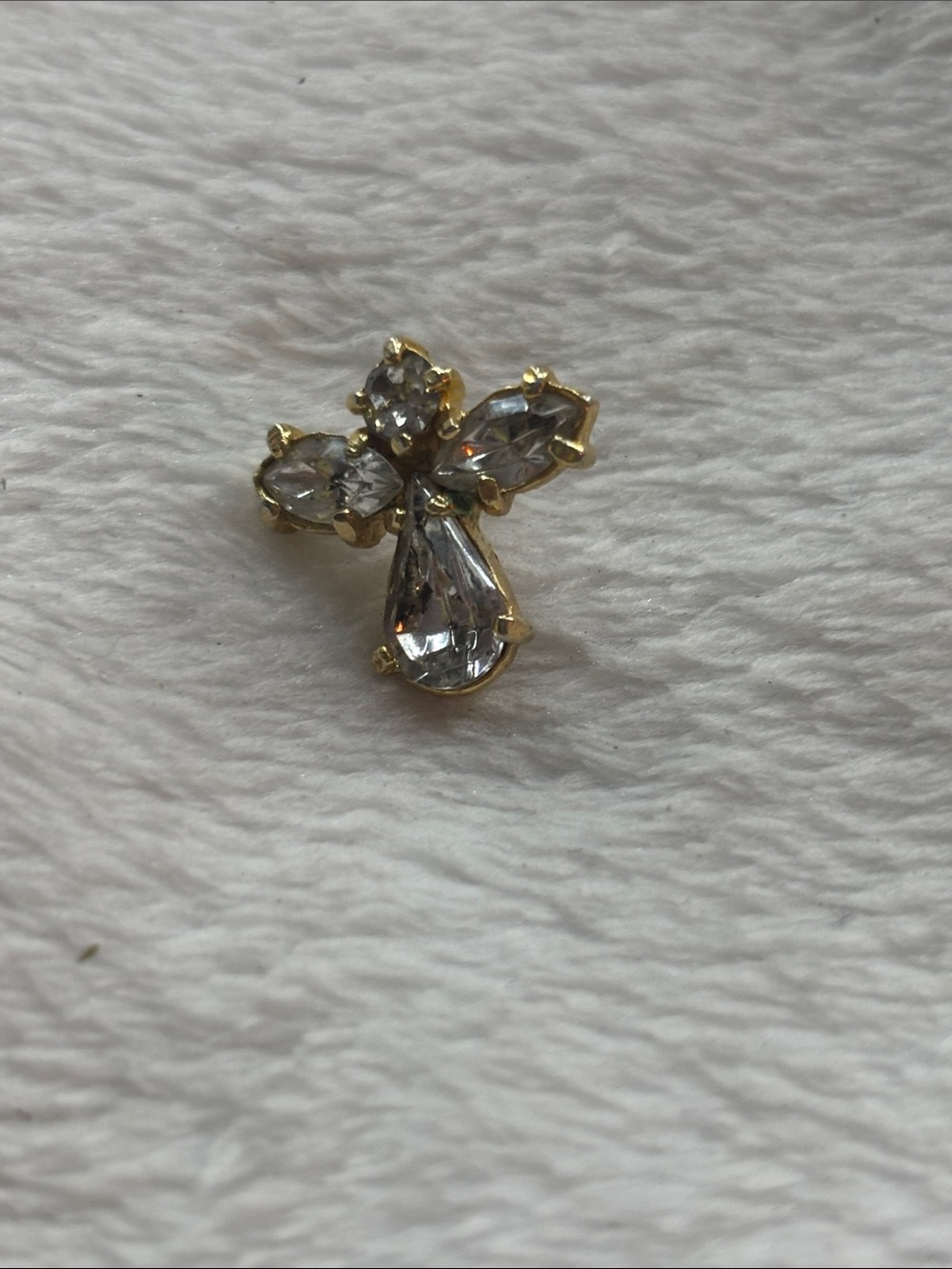 Gold-Tone Clear Crystal Flower Pendant - Women Jewelry
